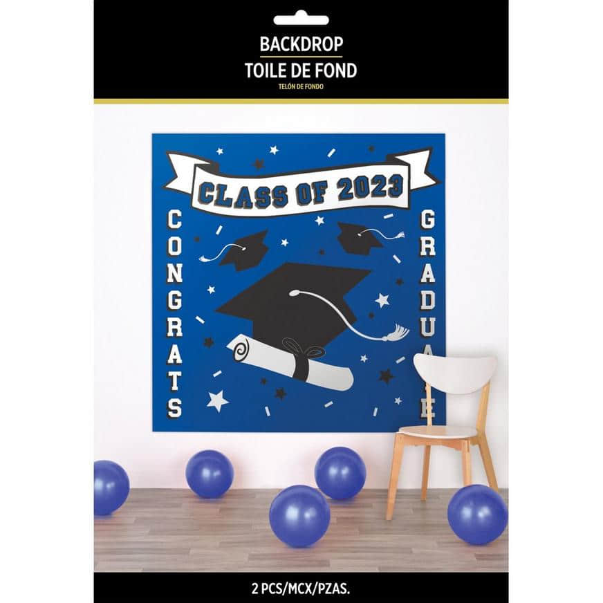 Blue Class of 2023 Graduation Plastic Scene Setter