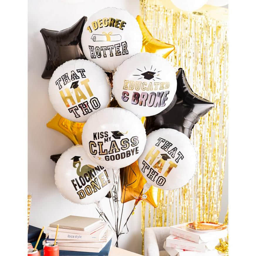 Educated & Broke Graduation Foil Balloon Bouquet