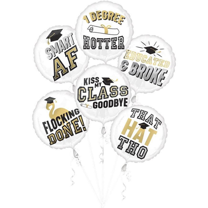 Educated & Broke Graduation Foil Balloon Bouquet