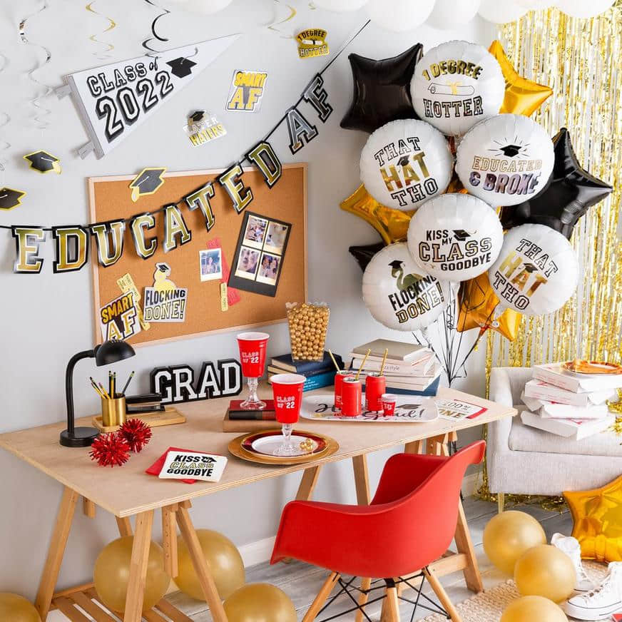 Educated & Broke Graduation Foil Balloon Bouquet