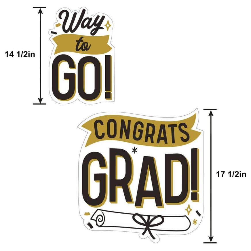 Black, White & Gold Congrats Grad Corrugated